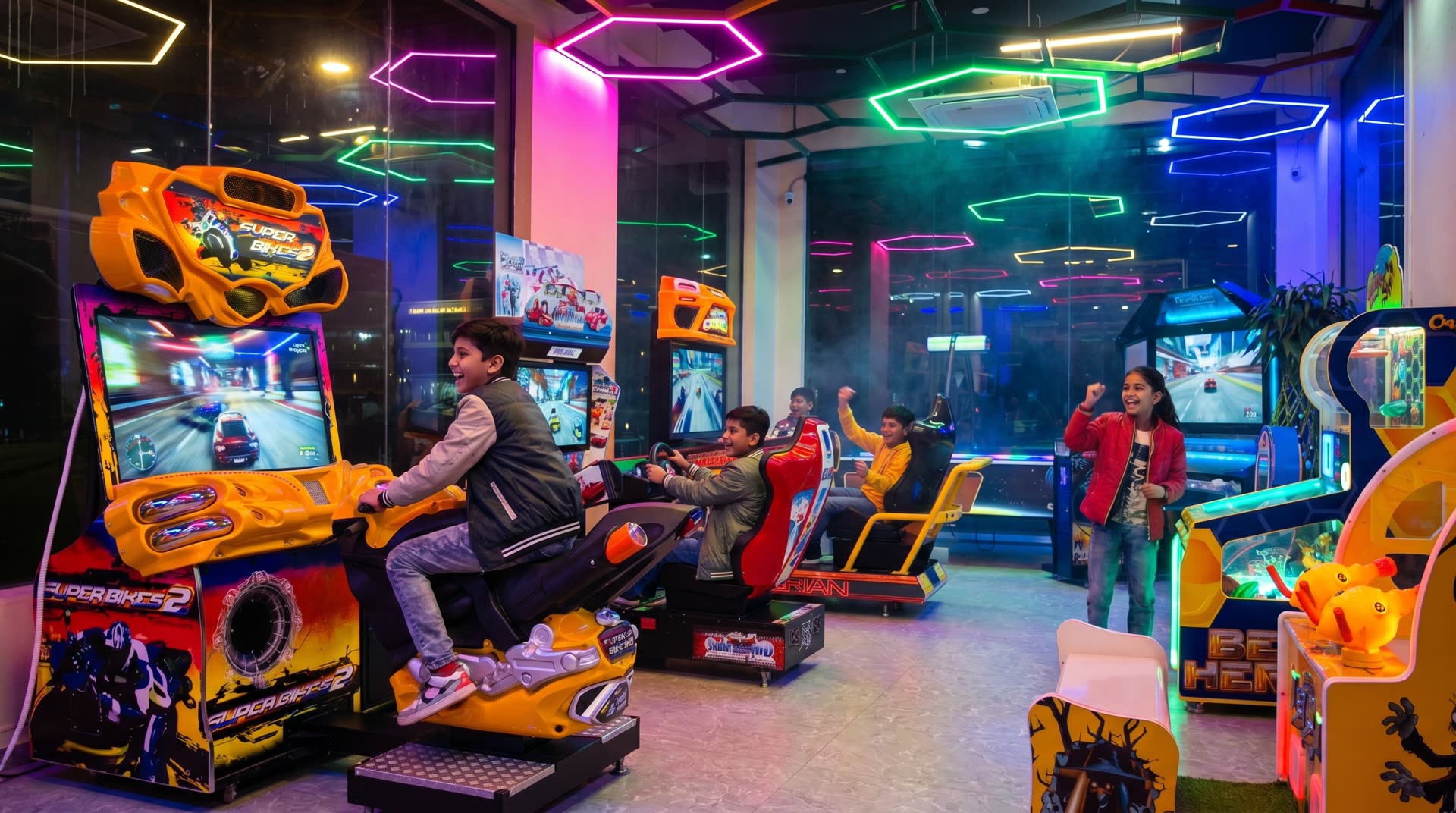 Arcade — racing simulators and neon lights